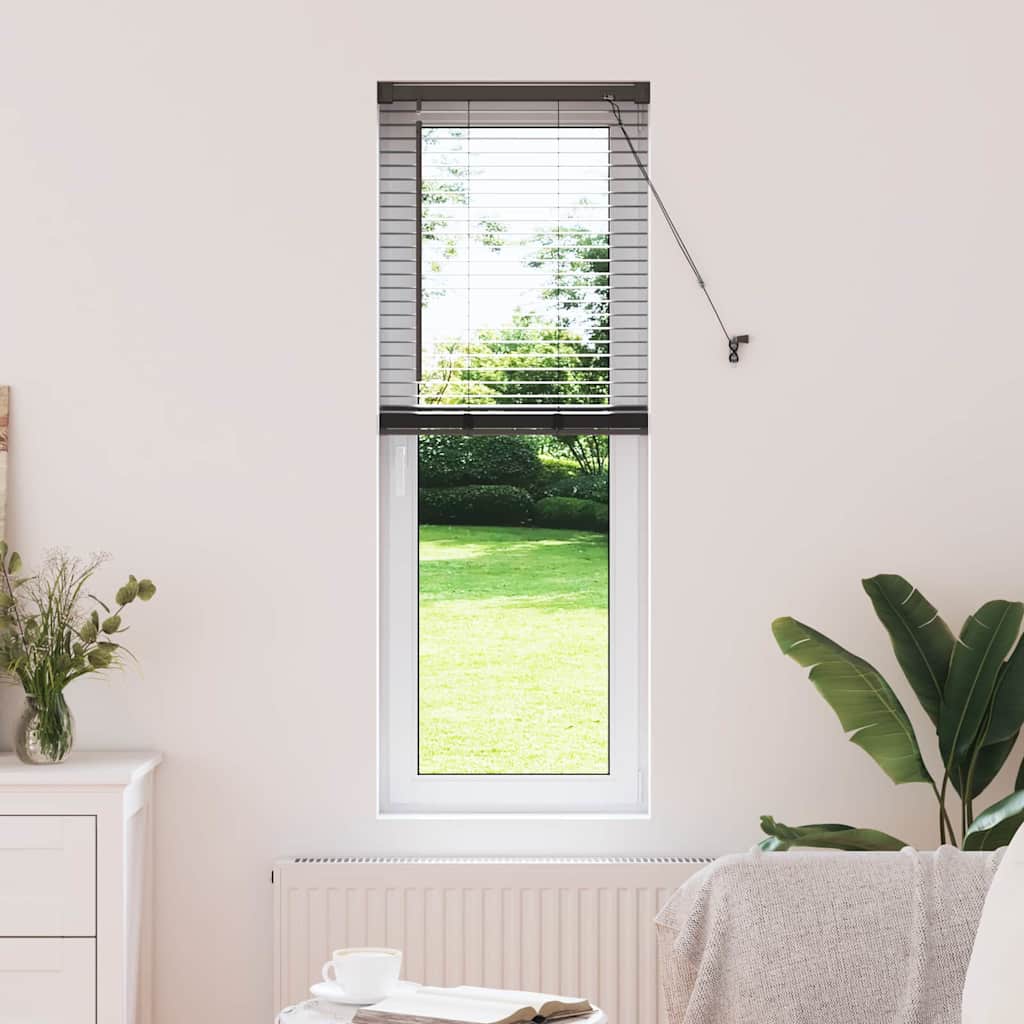 Window Blind with Curtains Manual Black Aluminium